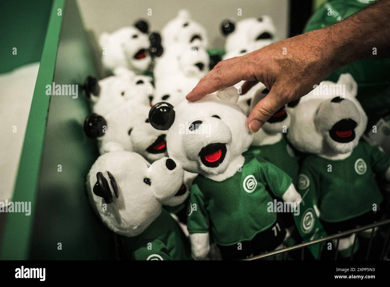 GRONINGEN - Cuddly toys from mascot Groby in the fan shop in FC Groningen's Euroborg stadium, in the run-up to the new season of the Eredivisie. The club returns to the top division of professional football after a year of absence. ANP SIESE VEENSTRA Stock Photo