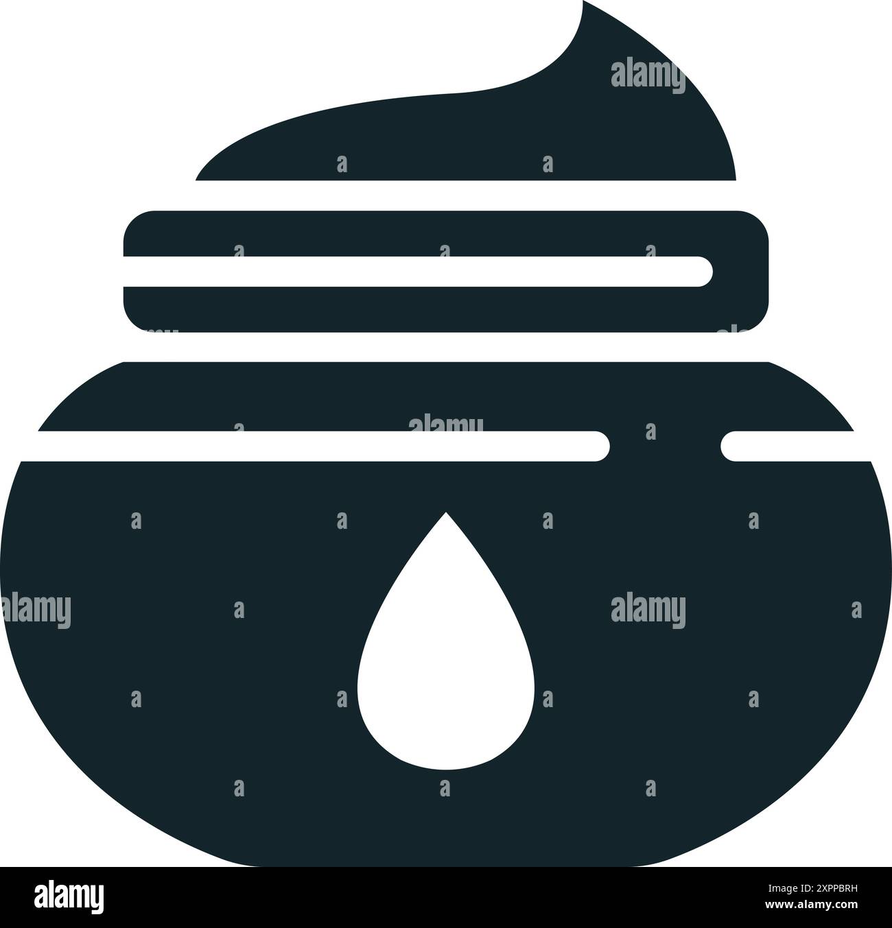 Skin care cream jar icon showing a drop falling into the moisturizer Stock Vector
