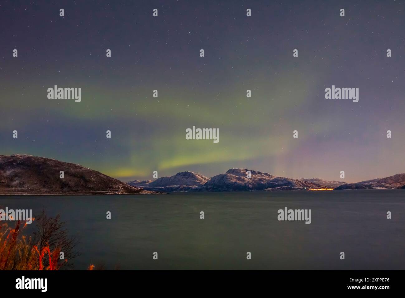 Aurora borealis or Northern lights in the sky over Tromso - Norway ...