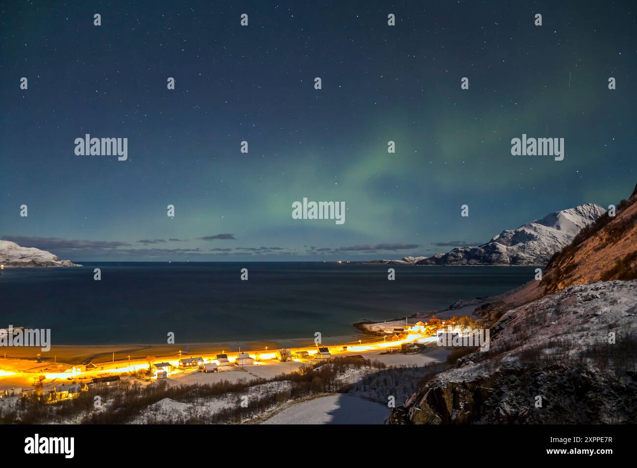 Aurora borealis or Northern lights in the sky over Tromso - Norway ...