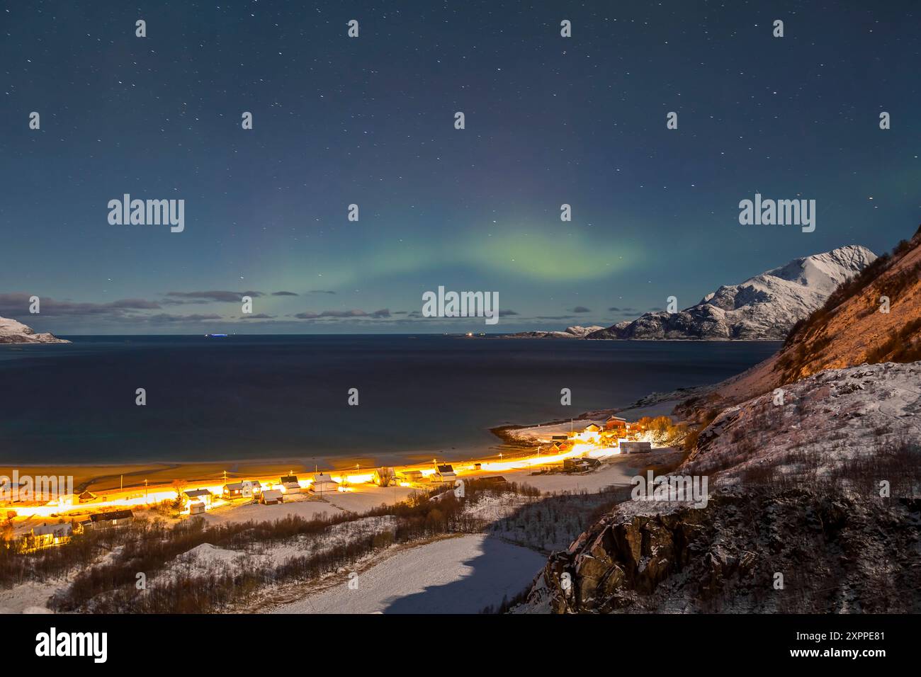 Aurora borealis or Northern lights in the sky over Tromso - Norway ...