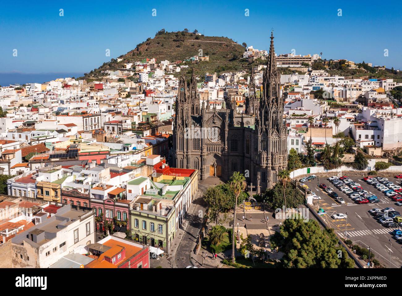 Aerial view of the Parroquia de San Juan Bautista de Arucas church in ...