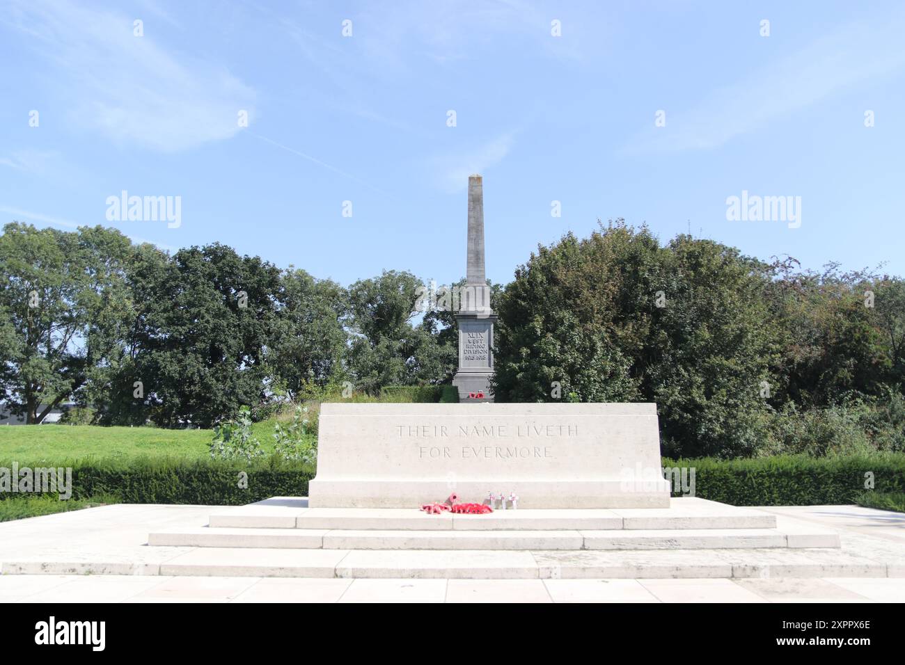 Essex Farm Cemetery is a World War I, Commonwealth War Graves Commission burial ground within the John McCrae Memorial Site near Ypres, Belgium. Stock Photo