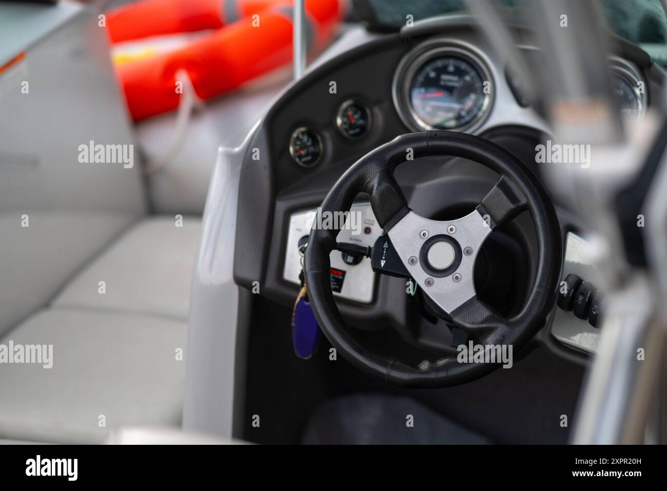 The instrument panel and steering wheel of the boat Stock Photo - Alamy