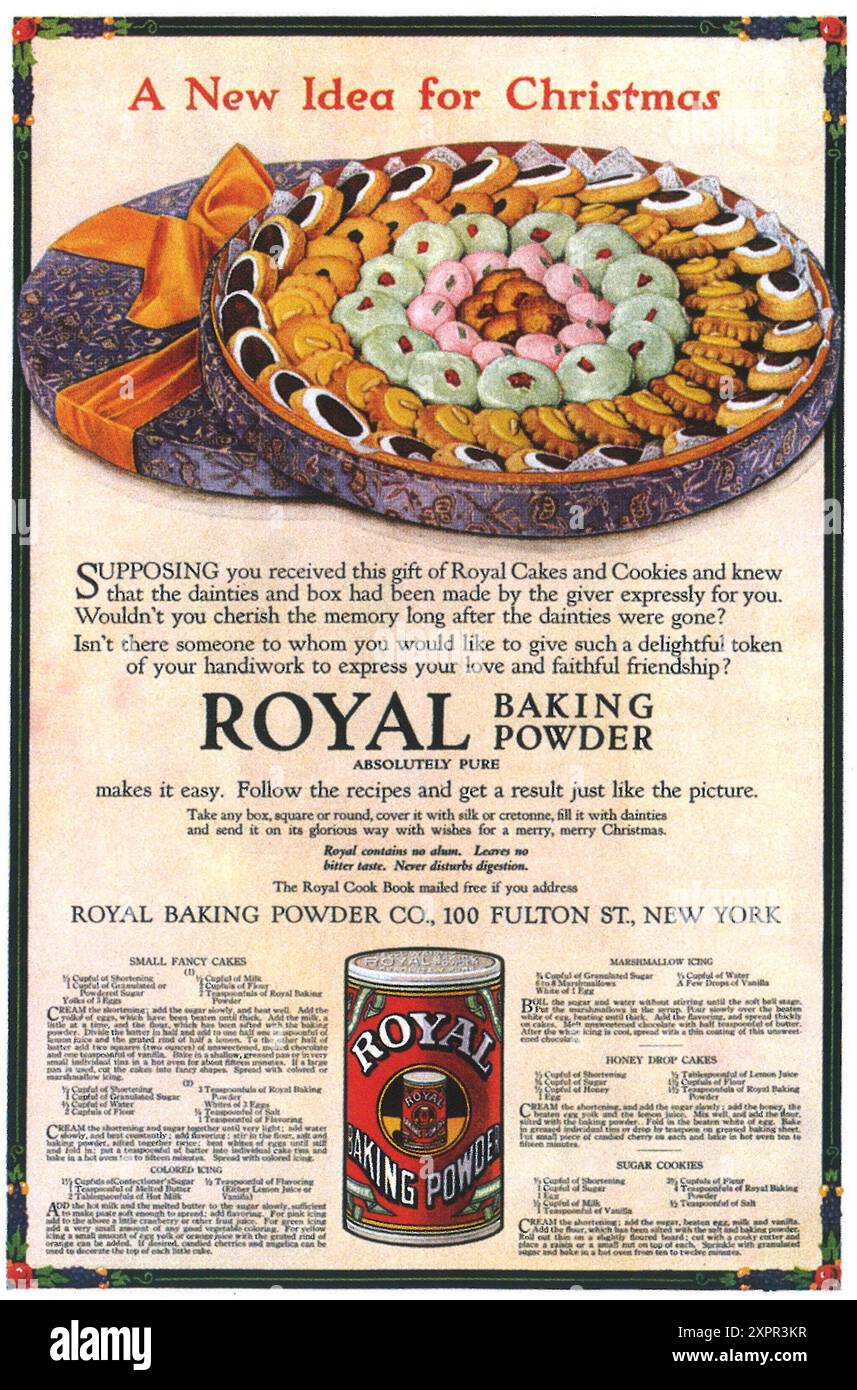 1919 Royal Baking Powder ad - Cookies and cakes for Christmas Stock Photo