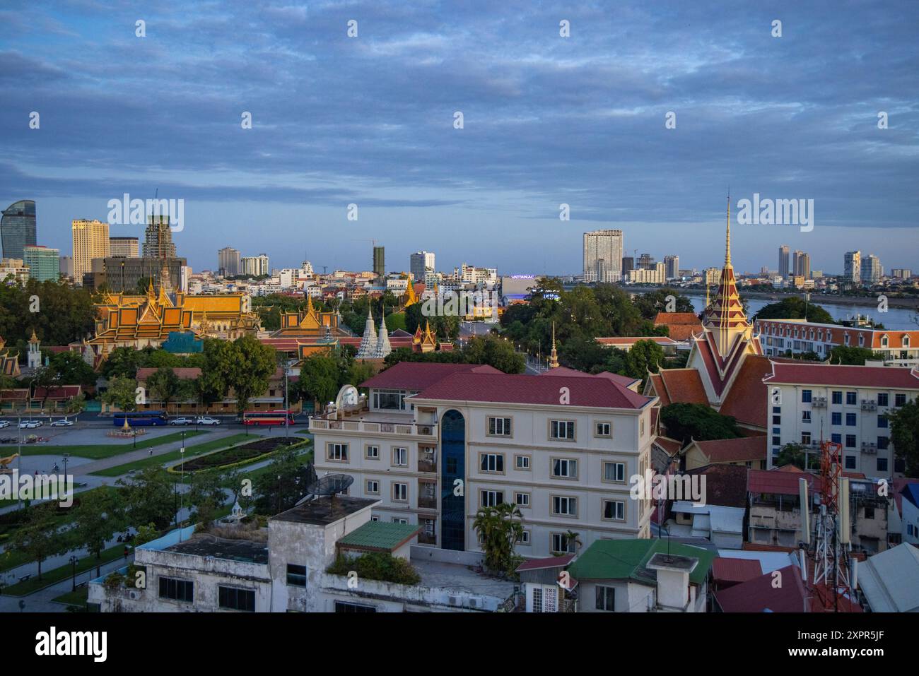 Royal Palace and city skyline seen from Glow Park Hotel, Phnom Penh
