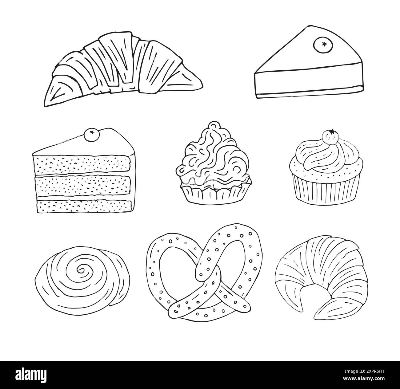 Vector set of hand drawn outline bakery pies Stock Vector Image & Art ...