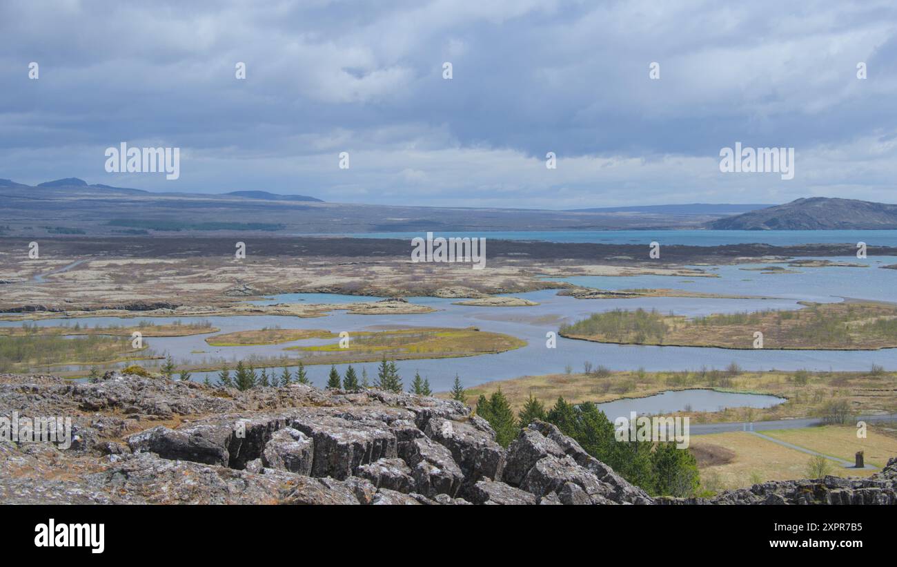 Icelandic landscape in the national park Pingvellir, a national ...