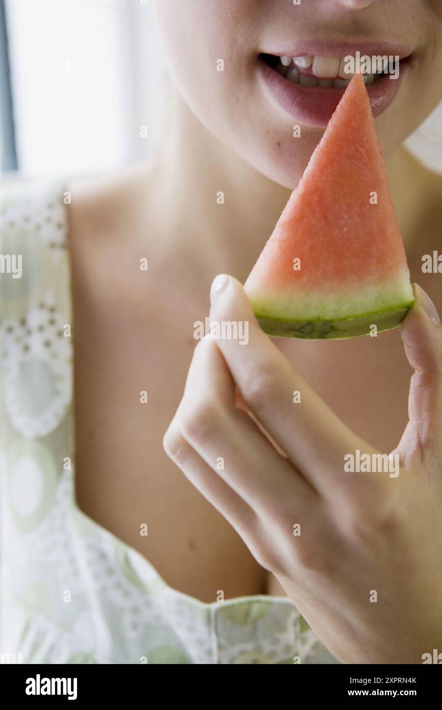 Healthy, Healthy food, Hold, Holding, Human, Indoor, Indoors, Interior, Lifestyle, Lifestyles, Melon Stock Photo