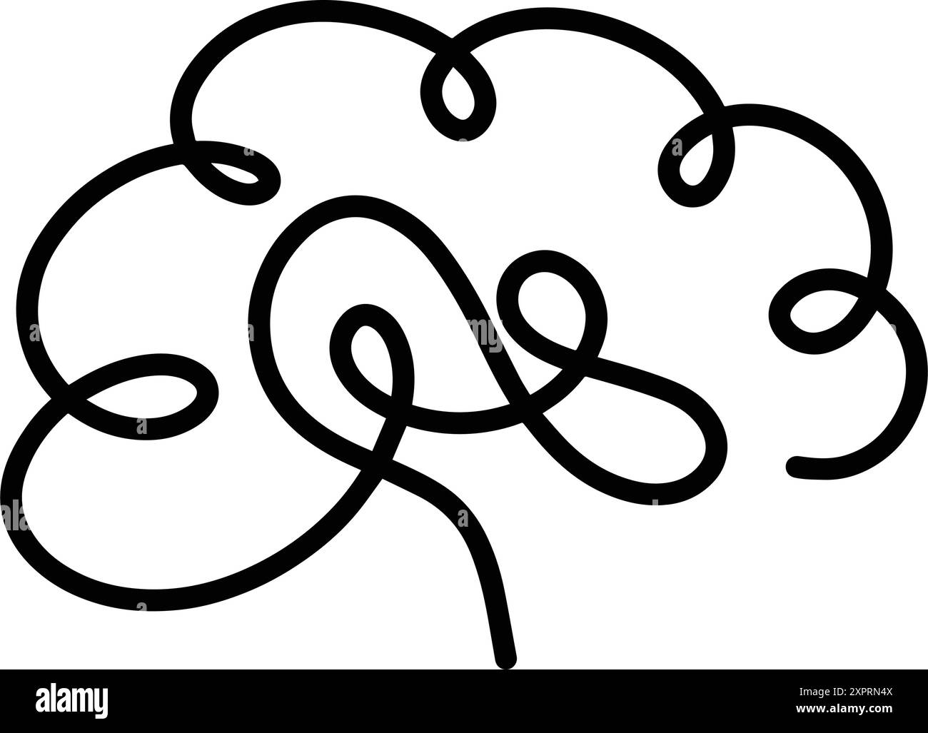 Brain icon, outline line art hand drawn sketch, simple and minimal ...
