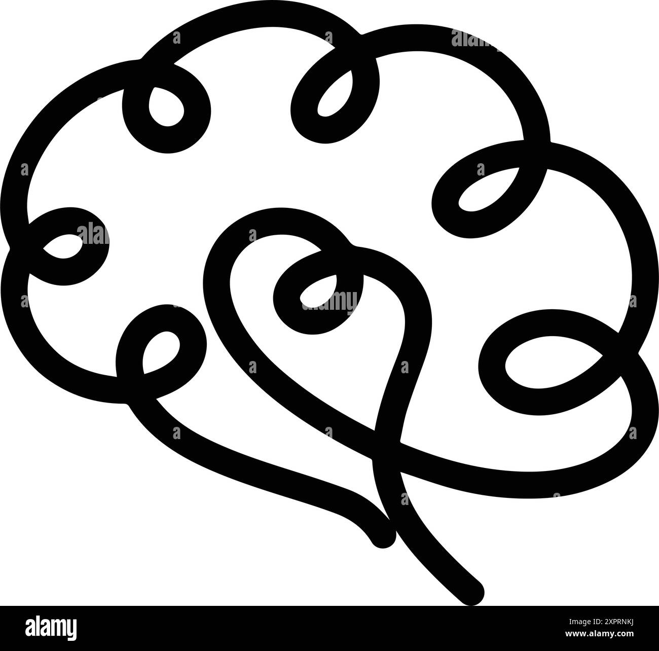 Brain icon, outline line art hand drawn sketch, simple and minimal ...