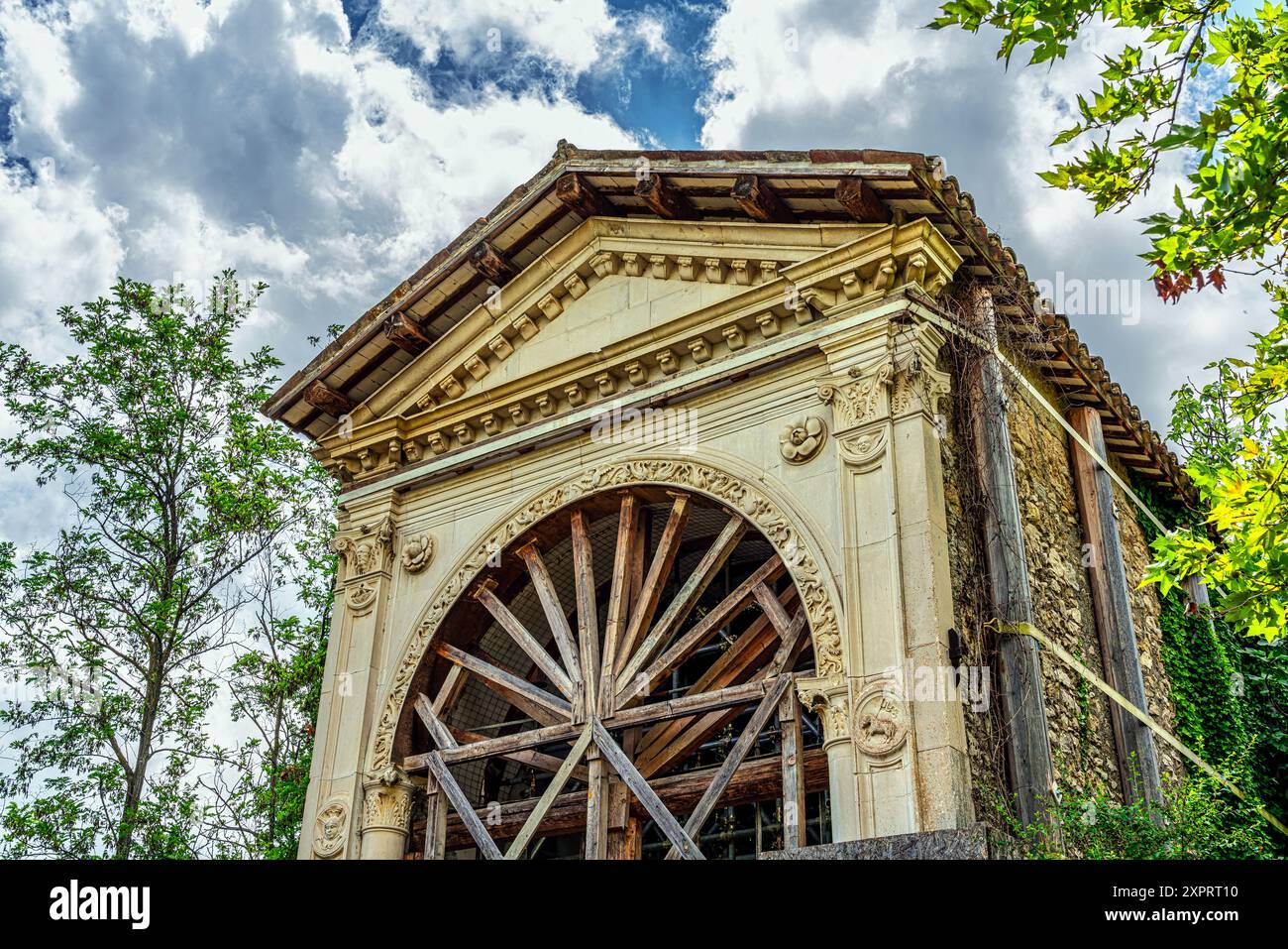 The Chapel of the Madonna della Neve is a small rural church damaged by the earthquake and not yet restored. Tossicia,  Abruzzo Stock Photo