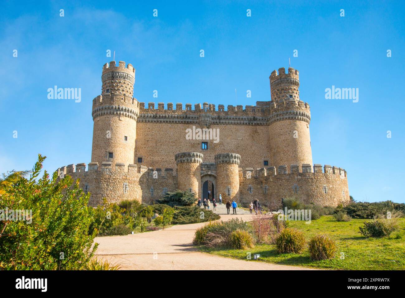 Facade of the castle. Manzanares El Real, Madrid province, Spain Stock ...