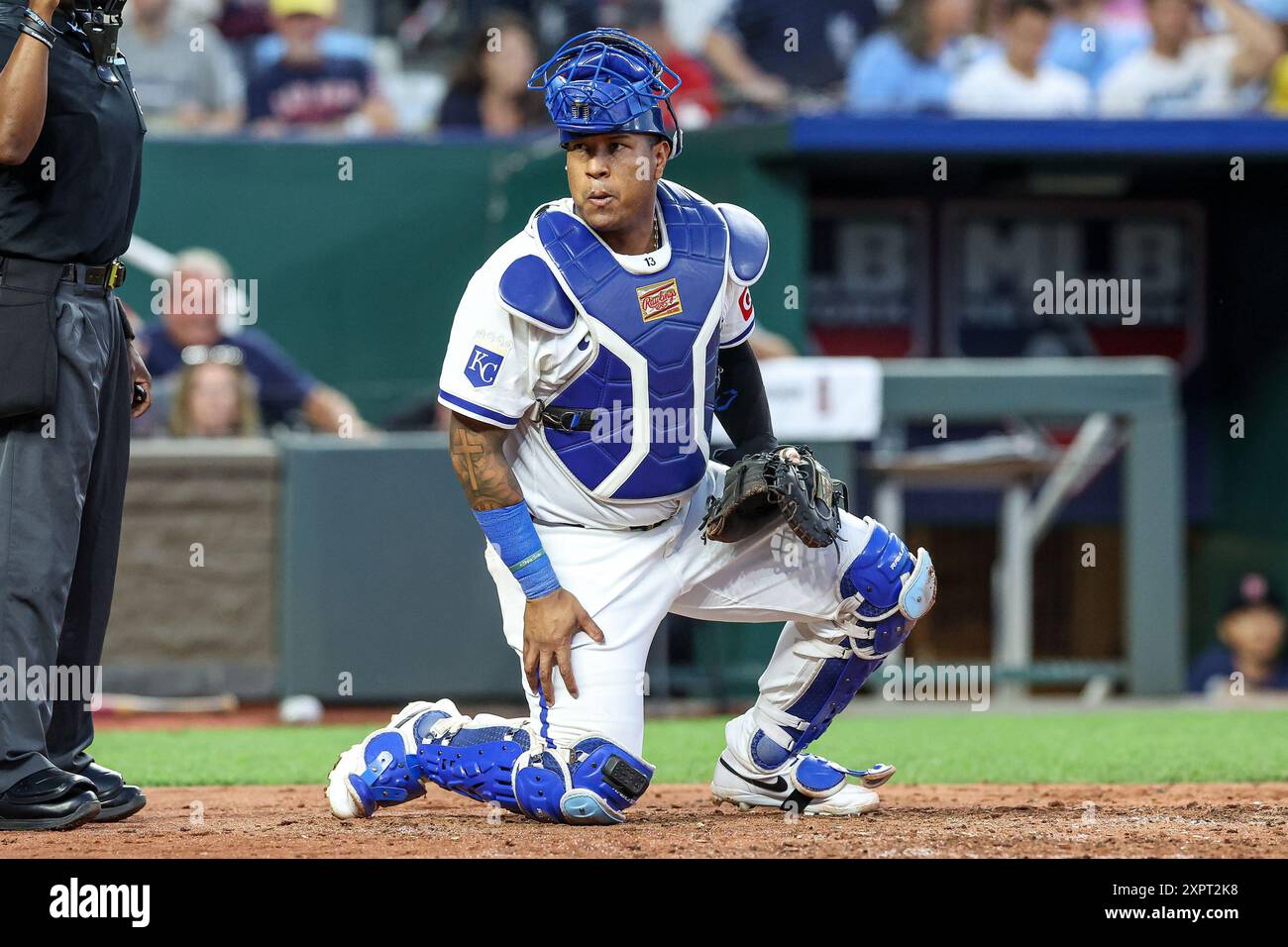 August 6, 2024: Kansas City Royals catcher Salvador Perez (13) during a game against the Boston Red Sox at Kauffman Stadium in Kansas City, MO. David Smith/CSM (Credit Image: © David Smith/Cal Sport Media) Stock Photo