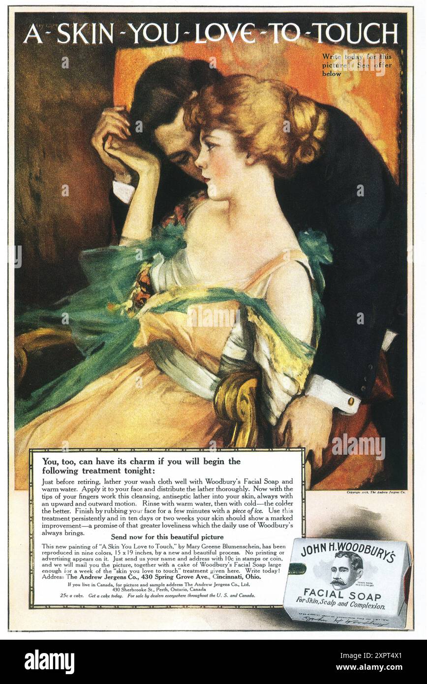 1916 Woodbury's facial soap ad - "A Skin You Love to Touch" painting by ...