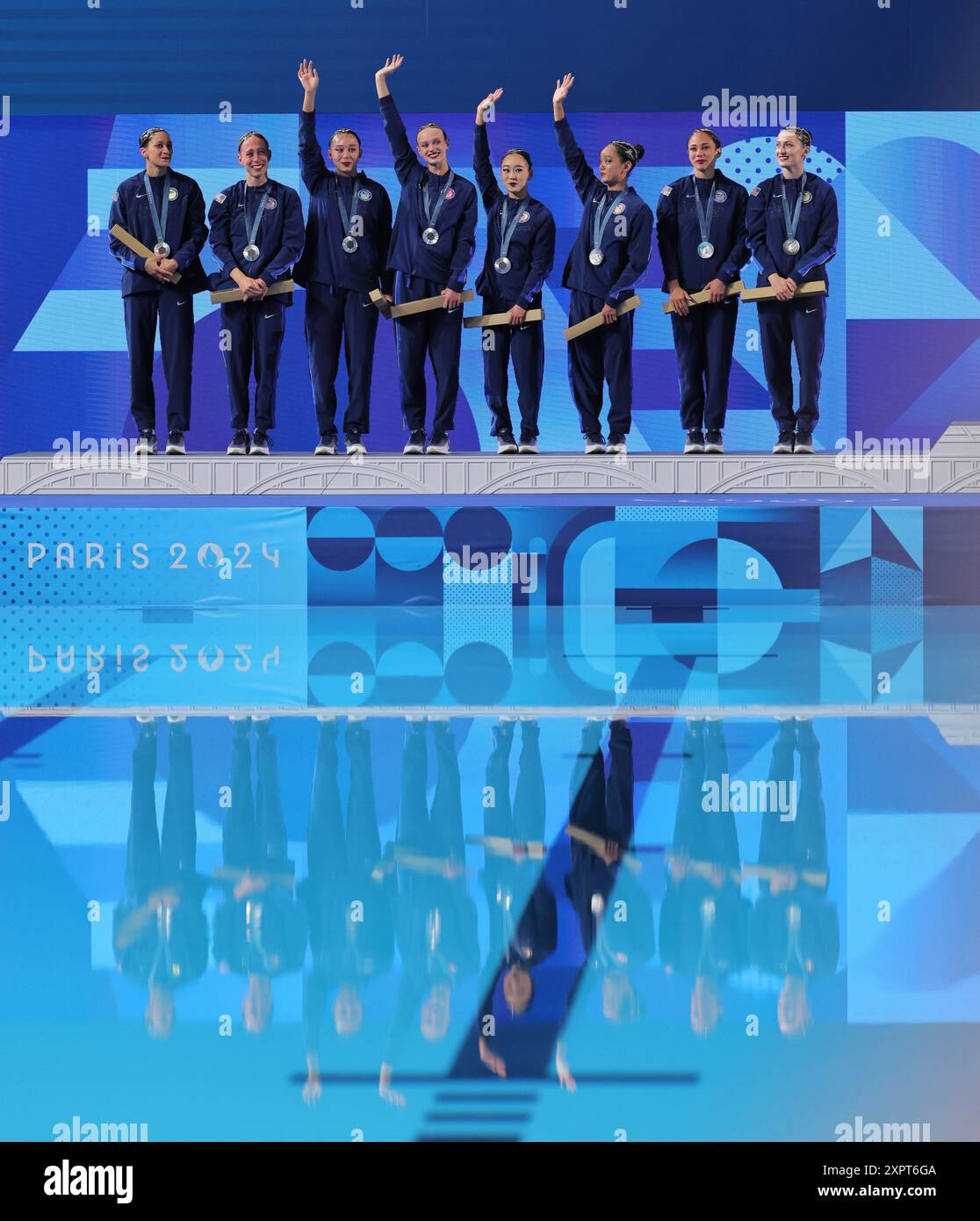 Team America's swimmers celebrate on the podium of the Artistic ...