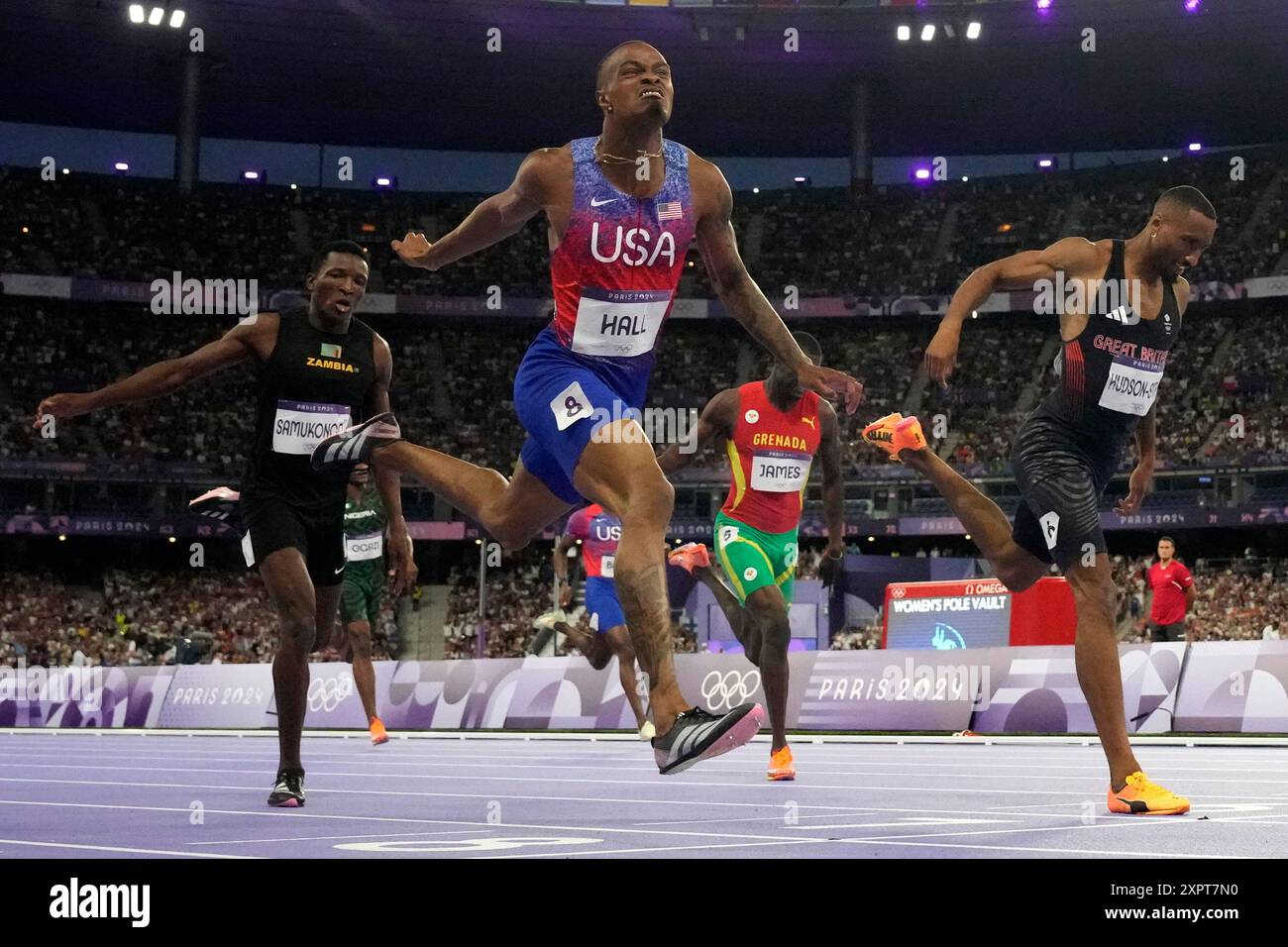 Quincy Hall, left, of the United States, beats Matthew Hudson-Smith, of ...