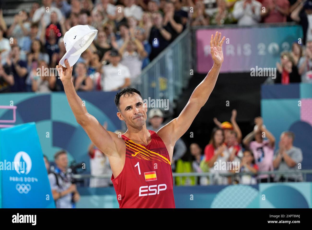 Sixtime Olympian Spain's Pablo Herrera Allepuz acknowledges the crowd