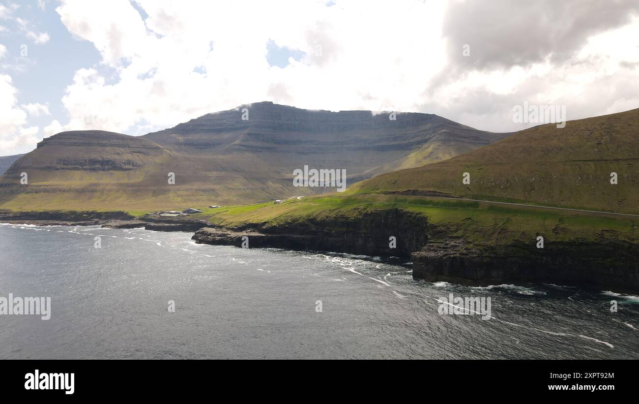 the rocky coast of the Faroe Islands, a bird's-eye view Stock Photo - Alamy