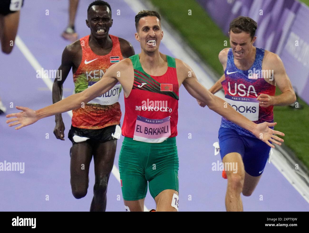 Paris, France. 07th Aug, 2024. Soufiane El Bakkali of Morocco crosses ...