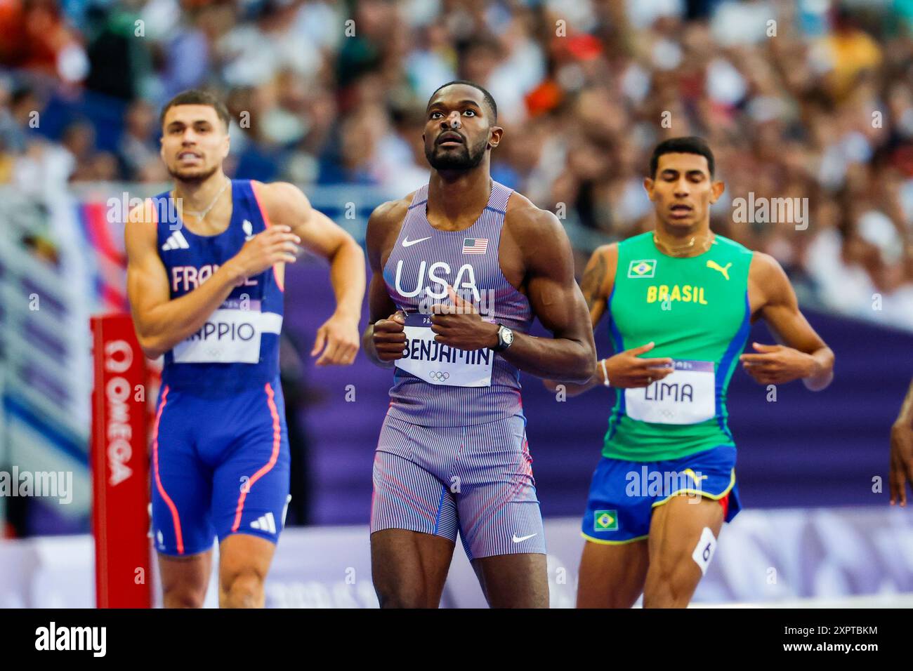Rai Benjamin of United States competes during Men's 400m Hurdles Semi ...