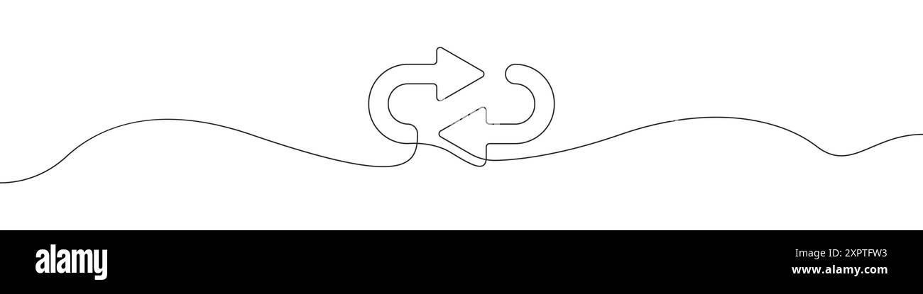 Circular arrows icon line continuous drawing vector. One line Circular ...