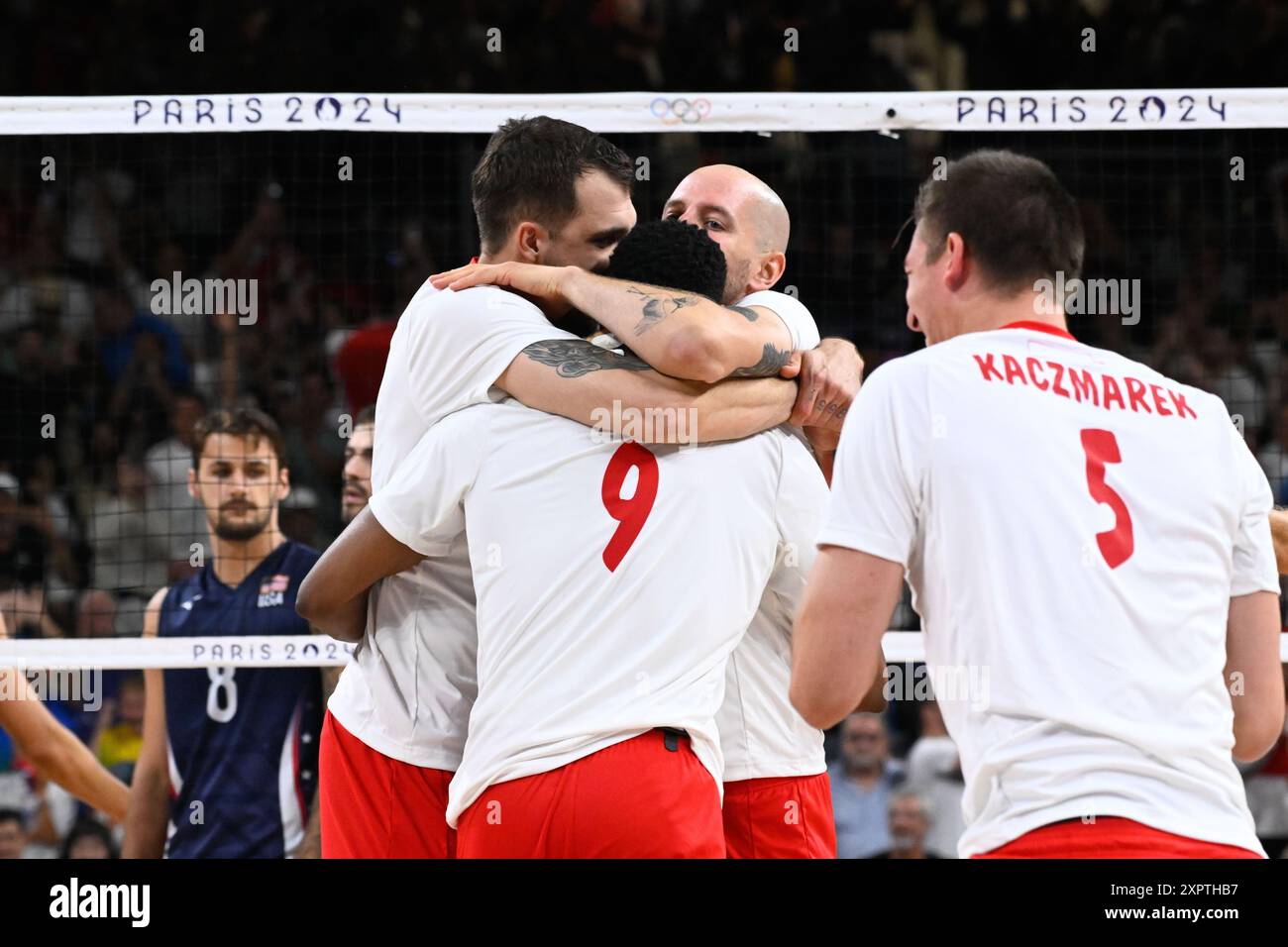 Poland players celebrate, Volleyball, Men's Semifinals between Poland