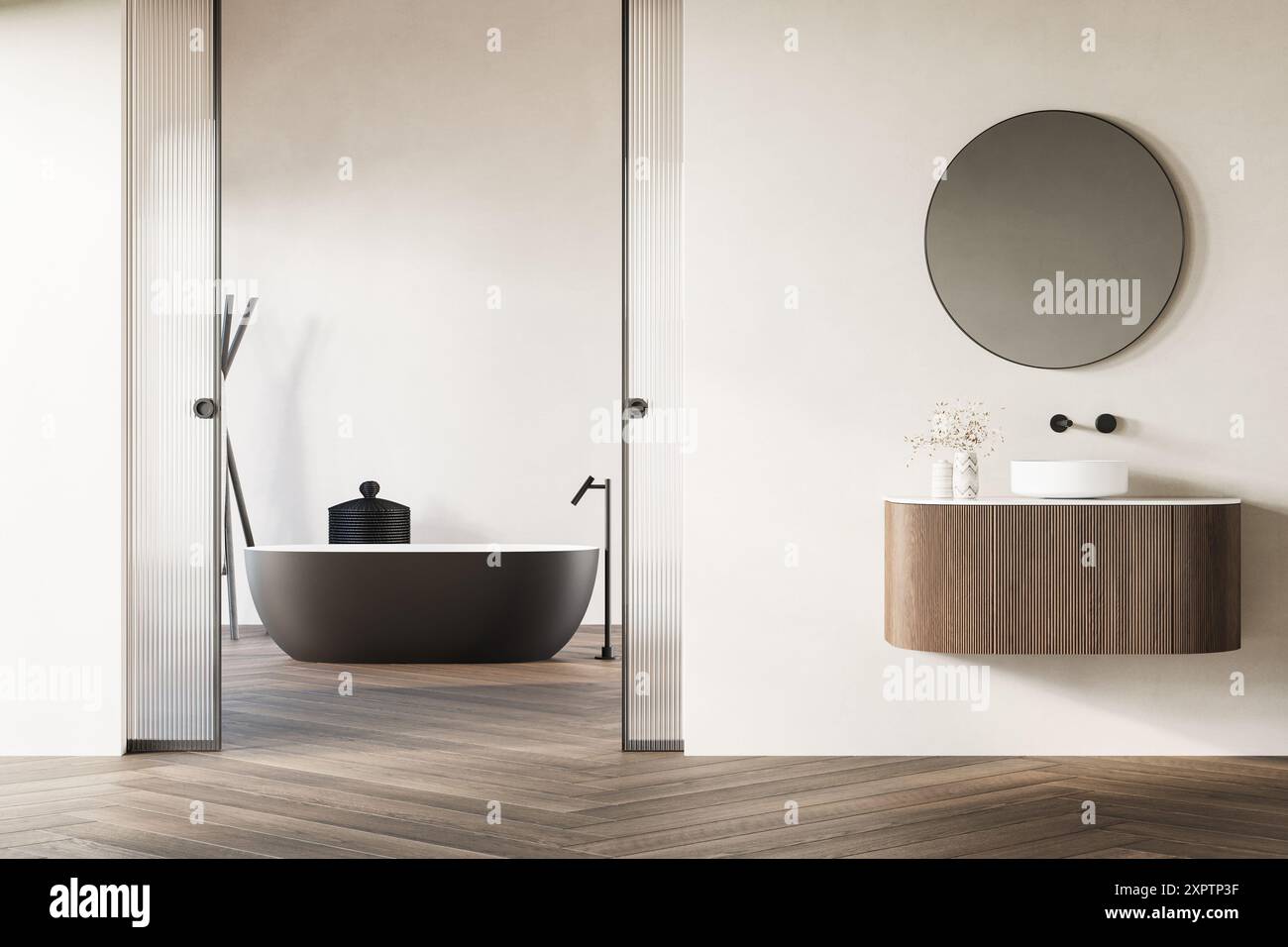 wooden floor in the bathroom