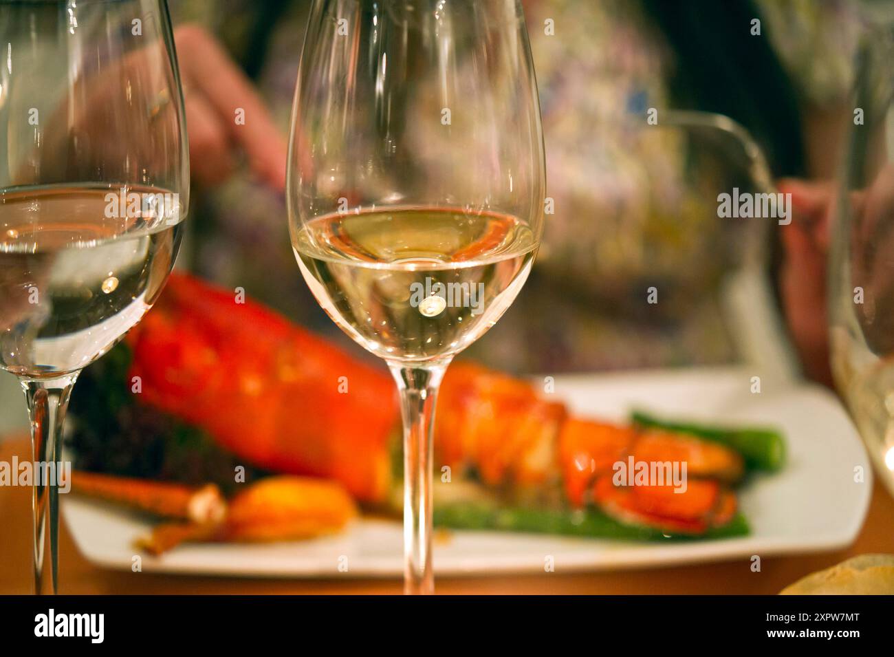 lobster and wine at Corral de la Moreria, Madrid Stock Photo - Alamy