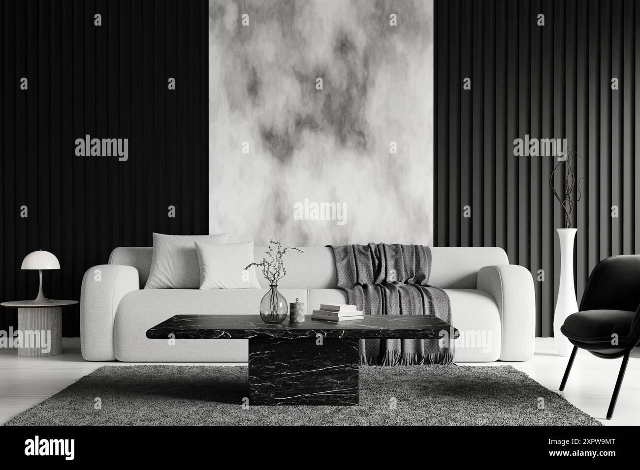 Curated visual reference: Minimalist Monochromatic Decor Reference: Modern Minimalist Living Room With Monochrome Decor And Stylish