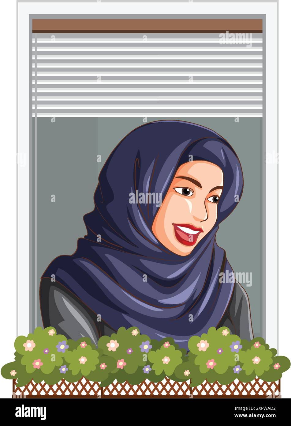 Peaceful woman looking out window Stock Vector Images - Alamy