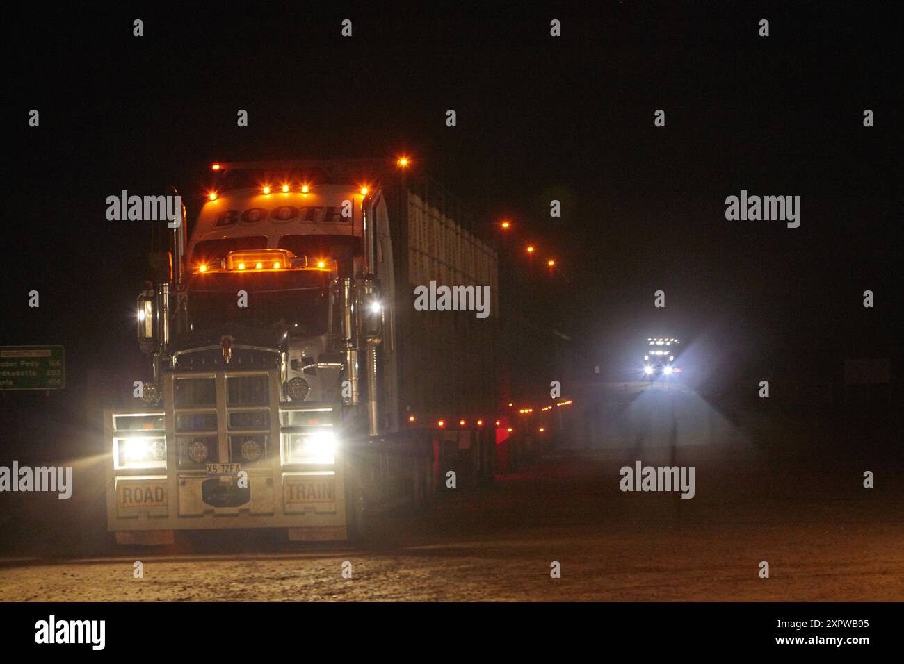 Road train, William Creek, Oodnadatta Track, Outback, South Australia, Australia Stock Photo