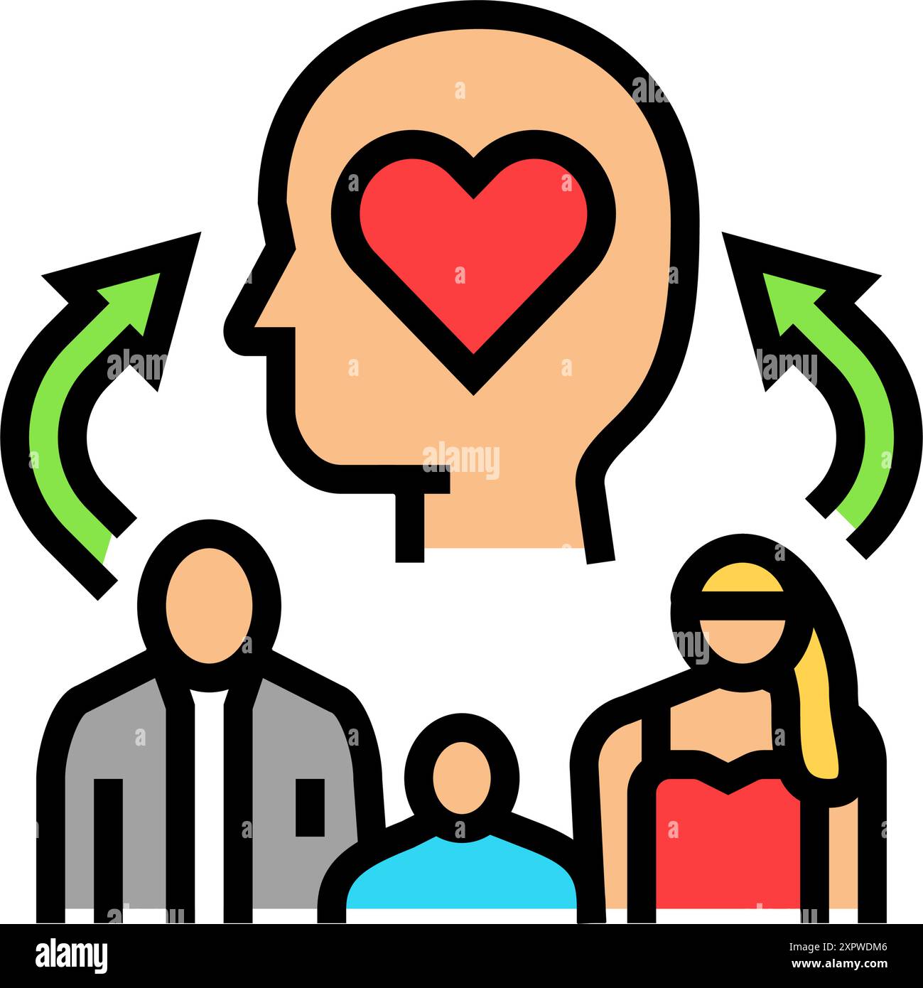 family influences consumer behavior color icon vector illustration ...