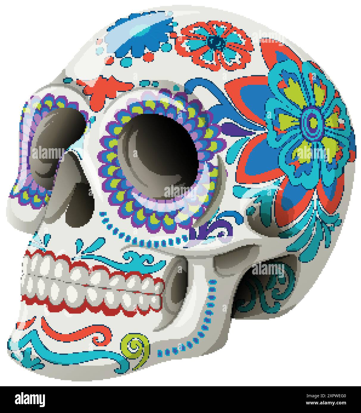Decorative skull with vibrant floral patterns Stock Vector Image & Art ...
