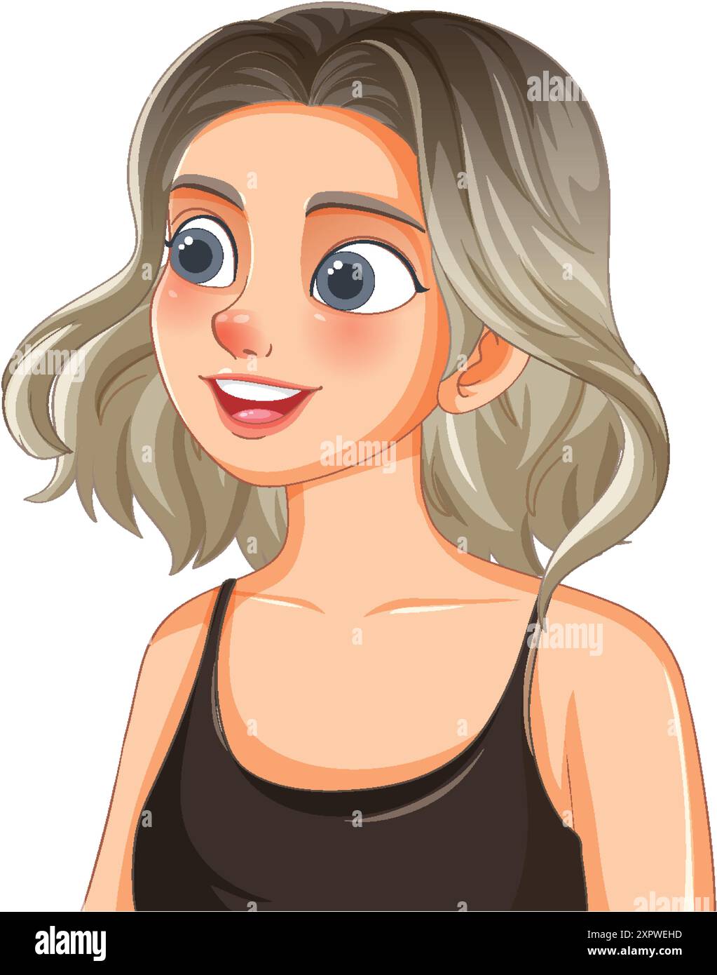 happy blonde woman with blue eyes cartoon icon image Stock Vector Image \u0026  Art - Alamy, image size:1023x1390