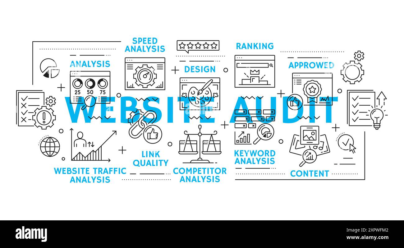 Web audit line icons Cut Out Stock Images & Pictures - Alamy