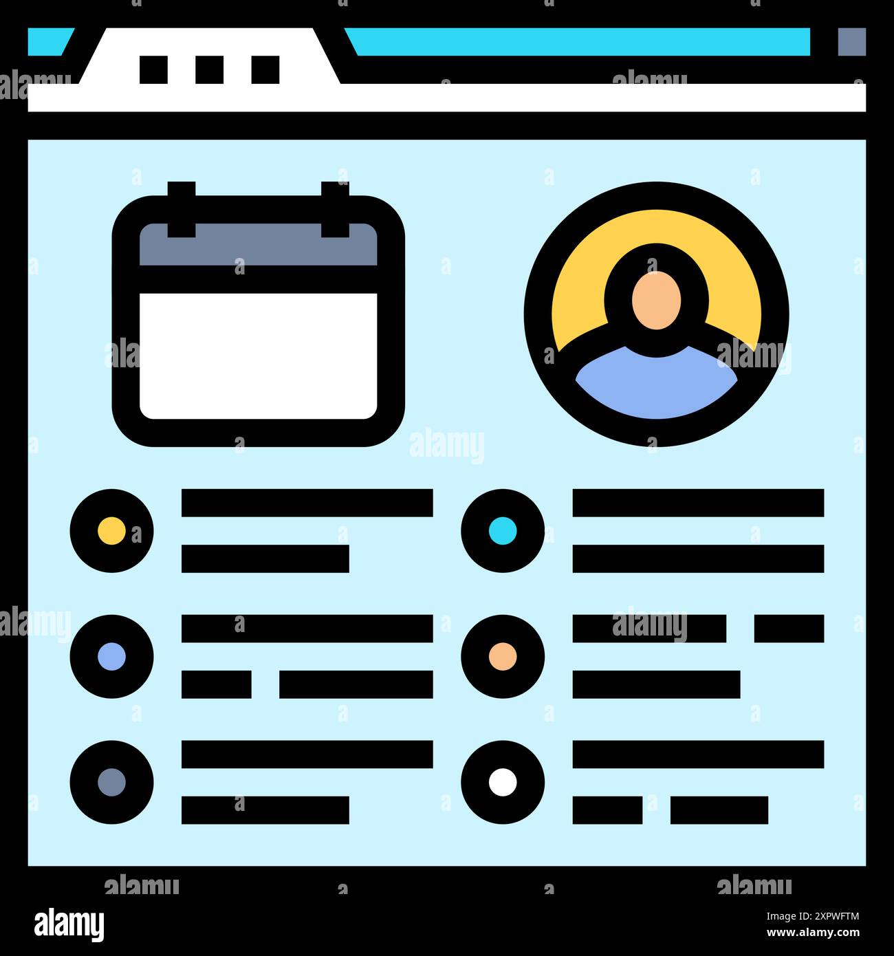 event schedule virtual conference color icon vector illustration Stock ...
