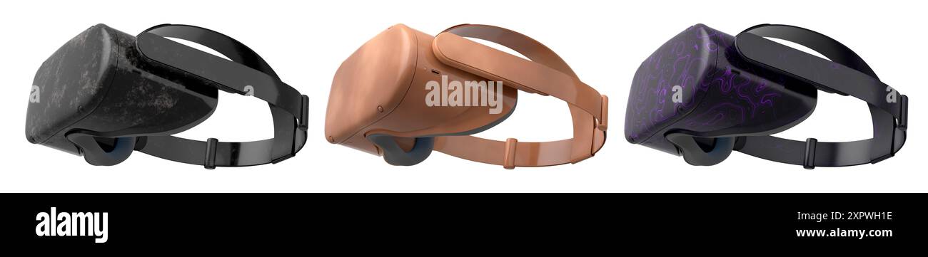 Virtual reality glasses and headset isolated on white background with ...