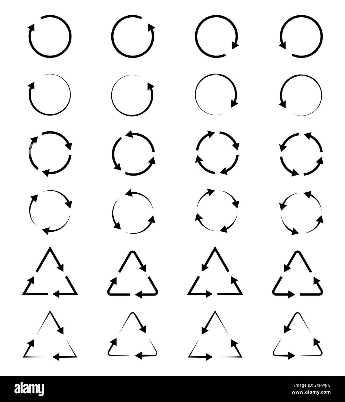 Refresh icon or symbol, restart icon circle arrow symbolizes vector. Recycling icon set. Stock Vector