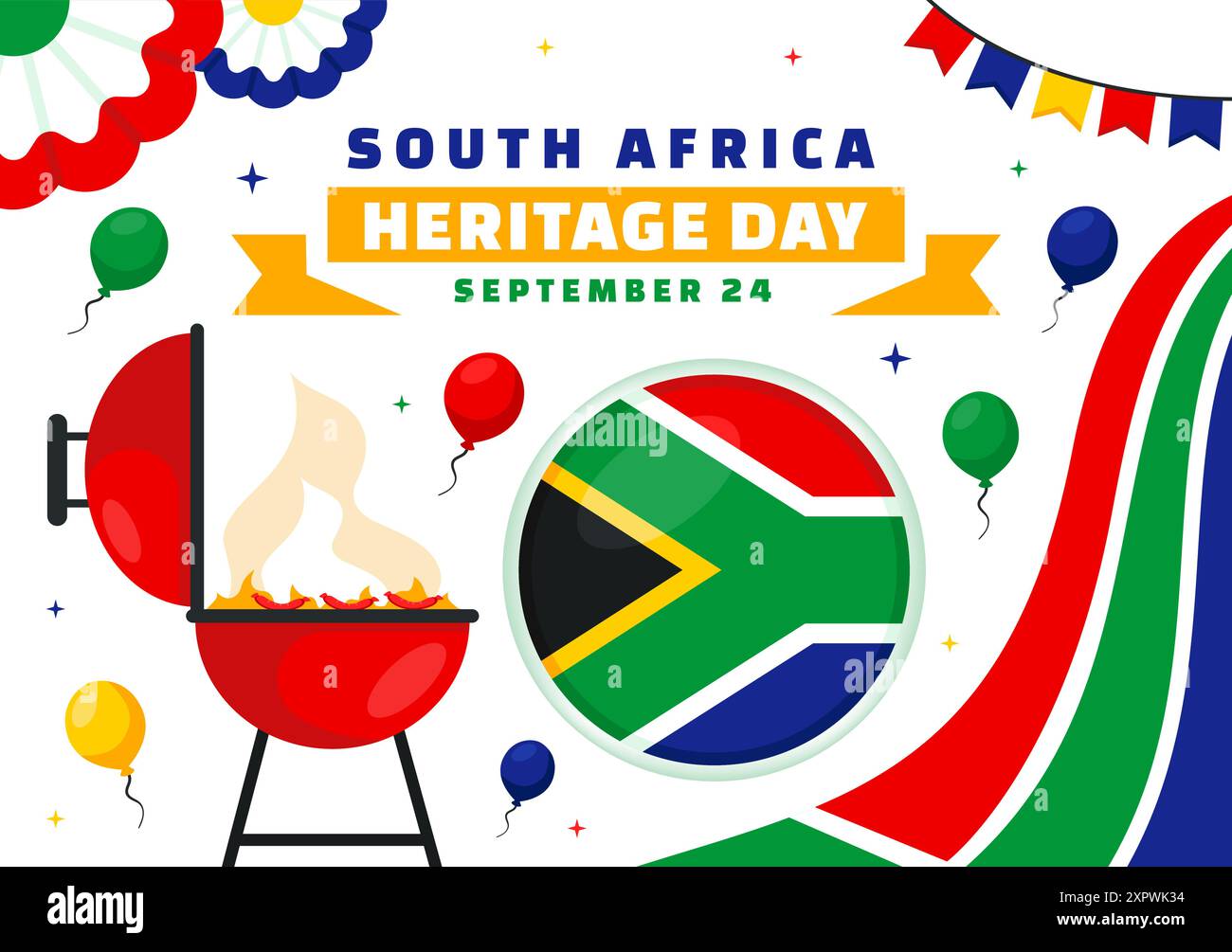 Happy Heritage Day South Africa Vector Illustration for September 24 with a Waving Flag, Honoring African Culture and Traditions on a Flat Background Stock Vector