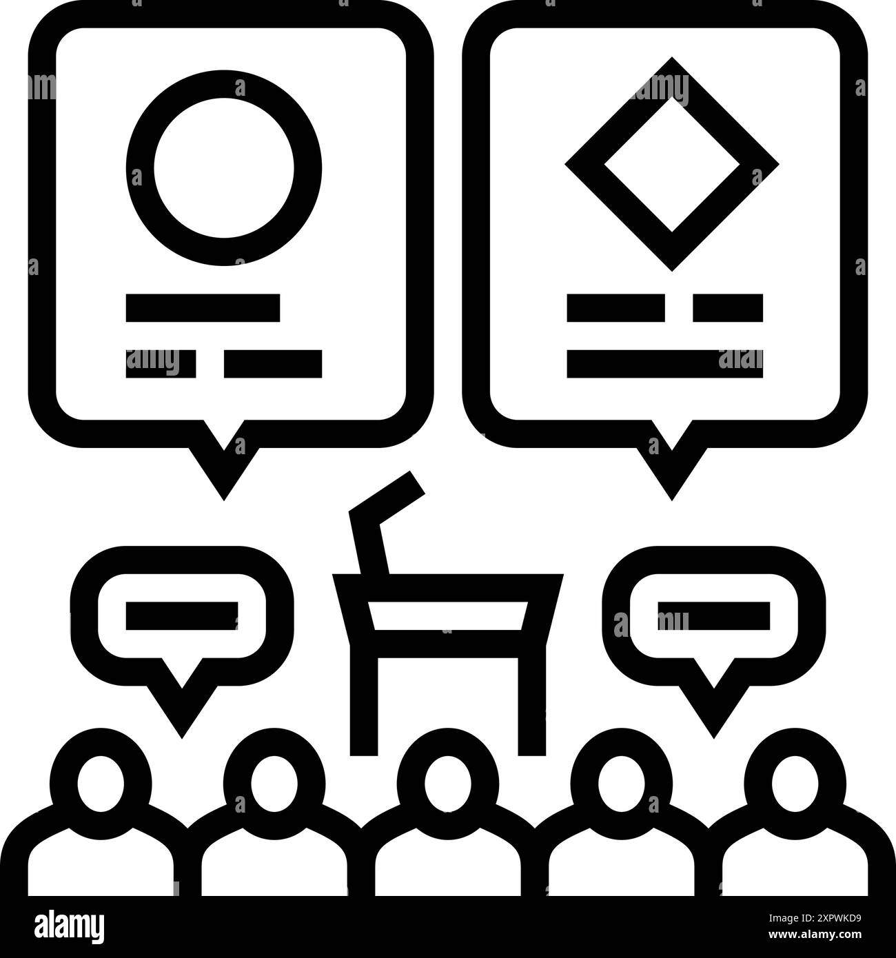 panel discussion virtual conference line icon vector illustration Stock ...