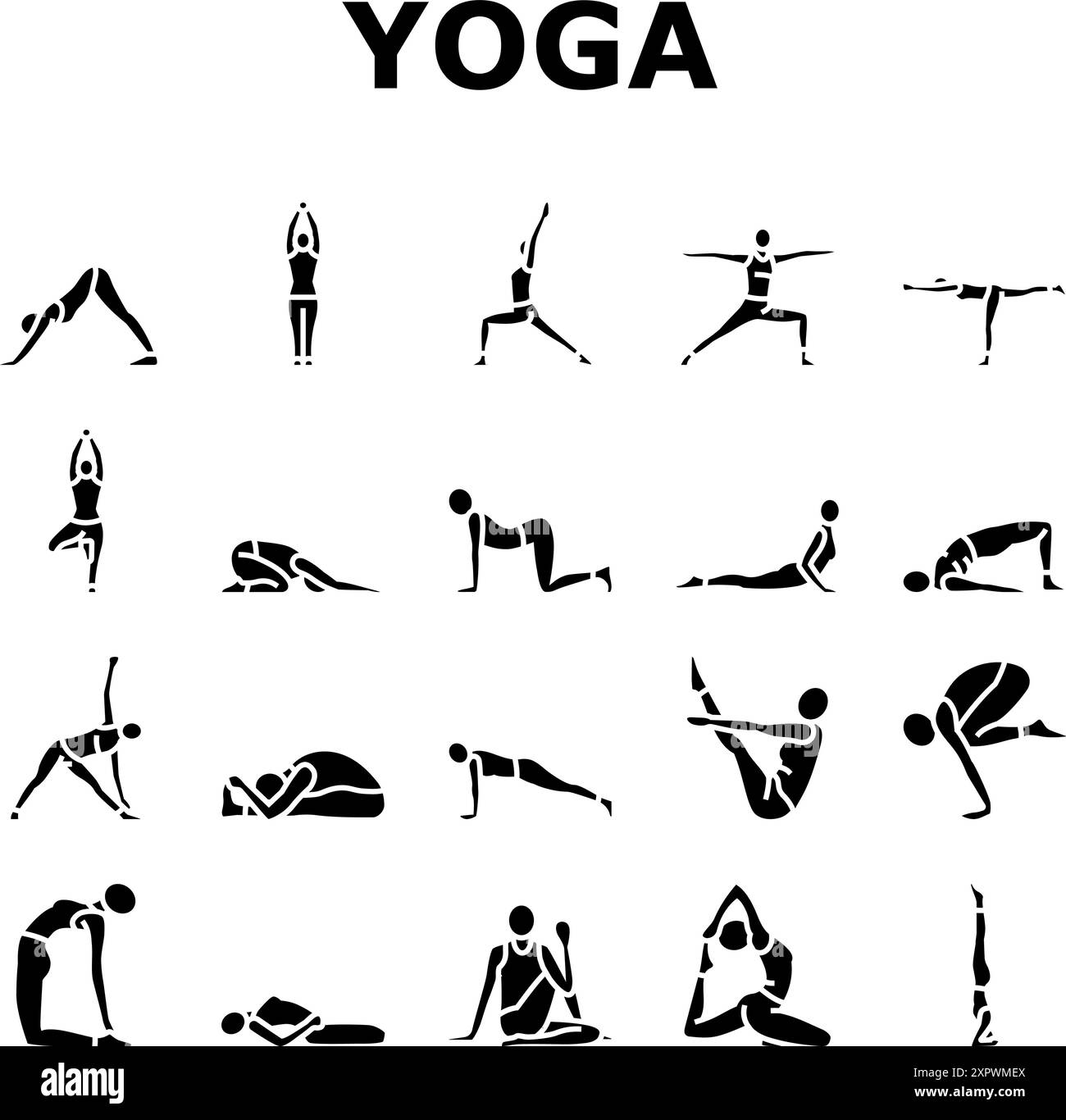 yoga exercises sport health icons set vector Stock Vector Image & Art ...