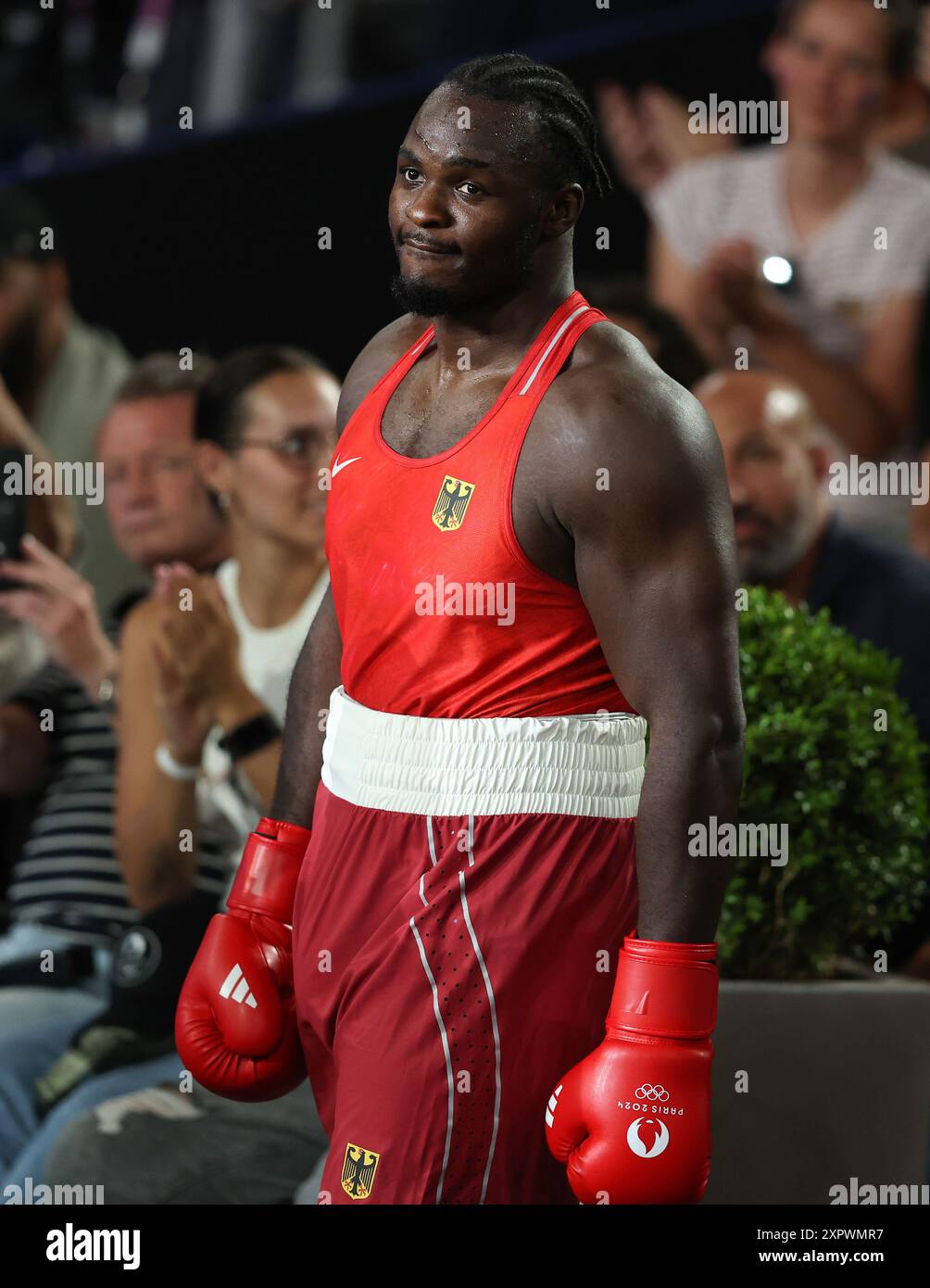 August Raman PARIS, FRANCE - AUGUST 07: Nelvie Raman Tiafack of Team Germany before ...