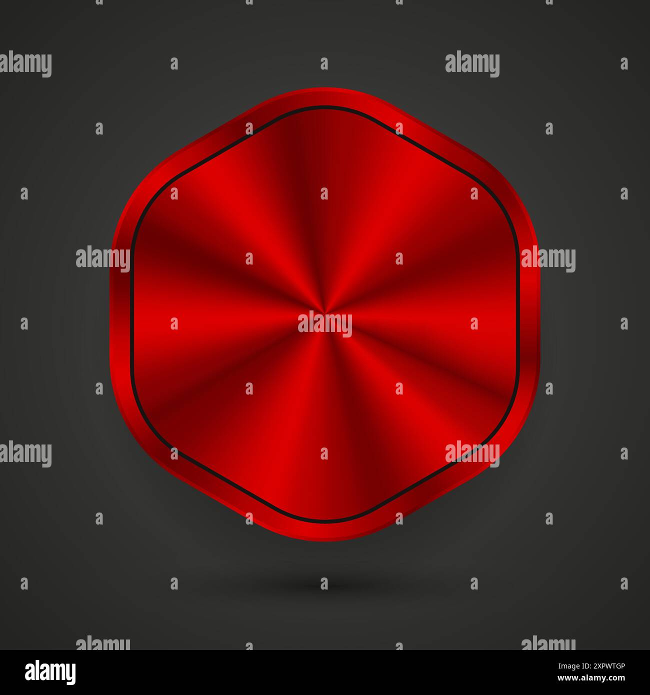 Hexagon shapes Red Abstract button, red blank button template with red ...