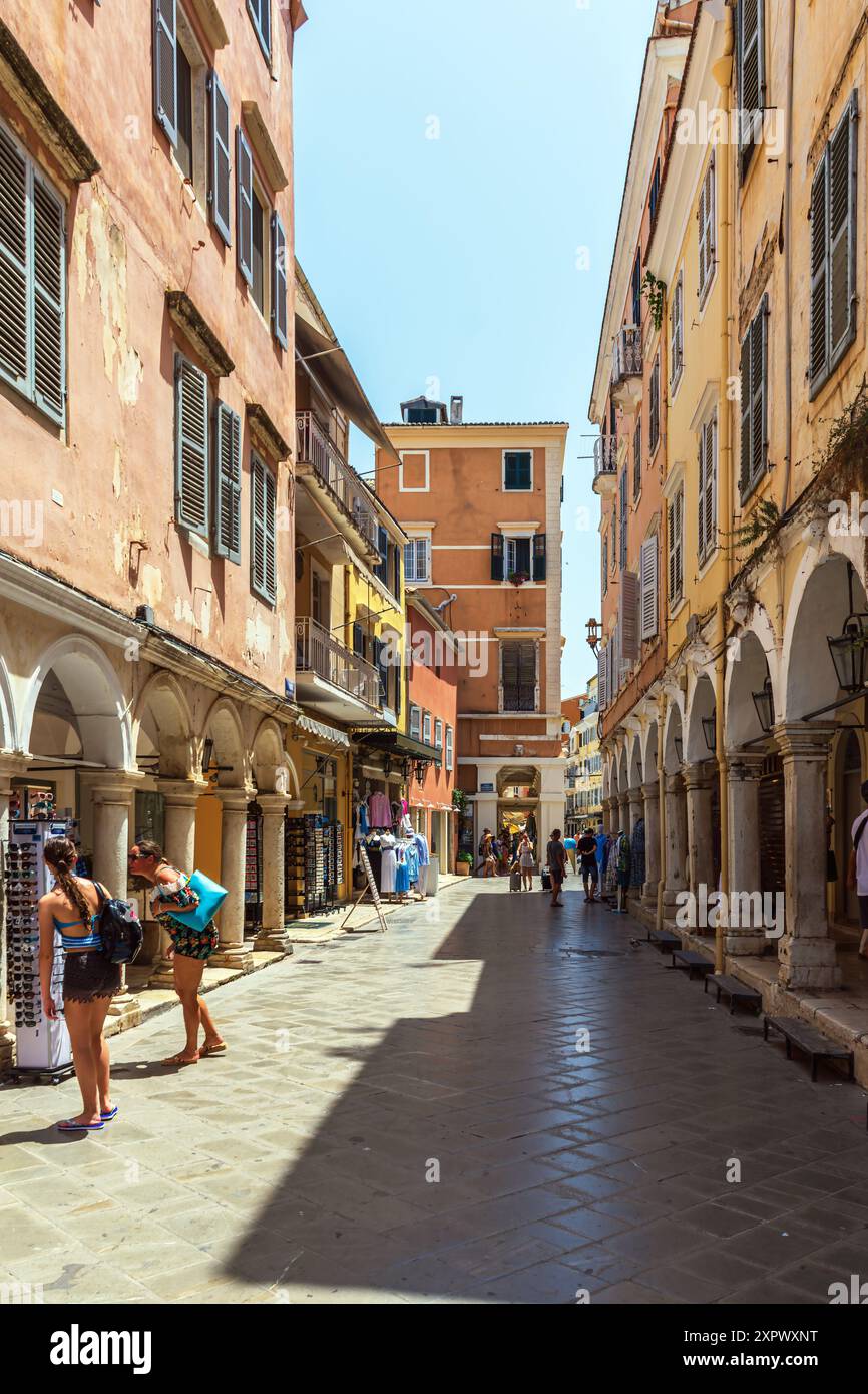 Picture of the old part of the city of Corfu Greece. Stock Photo