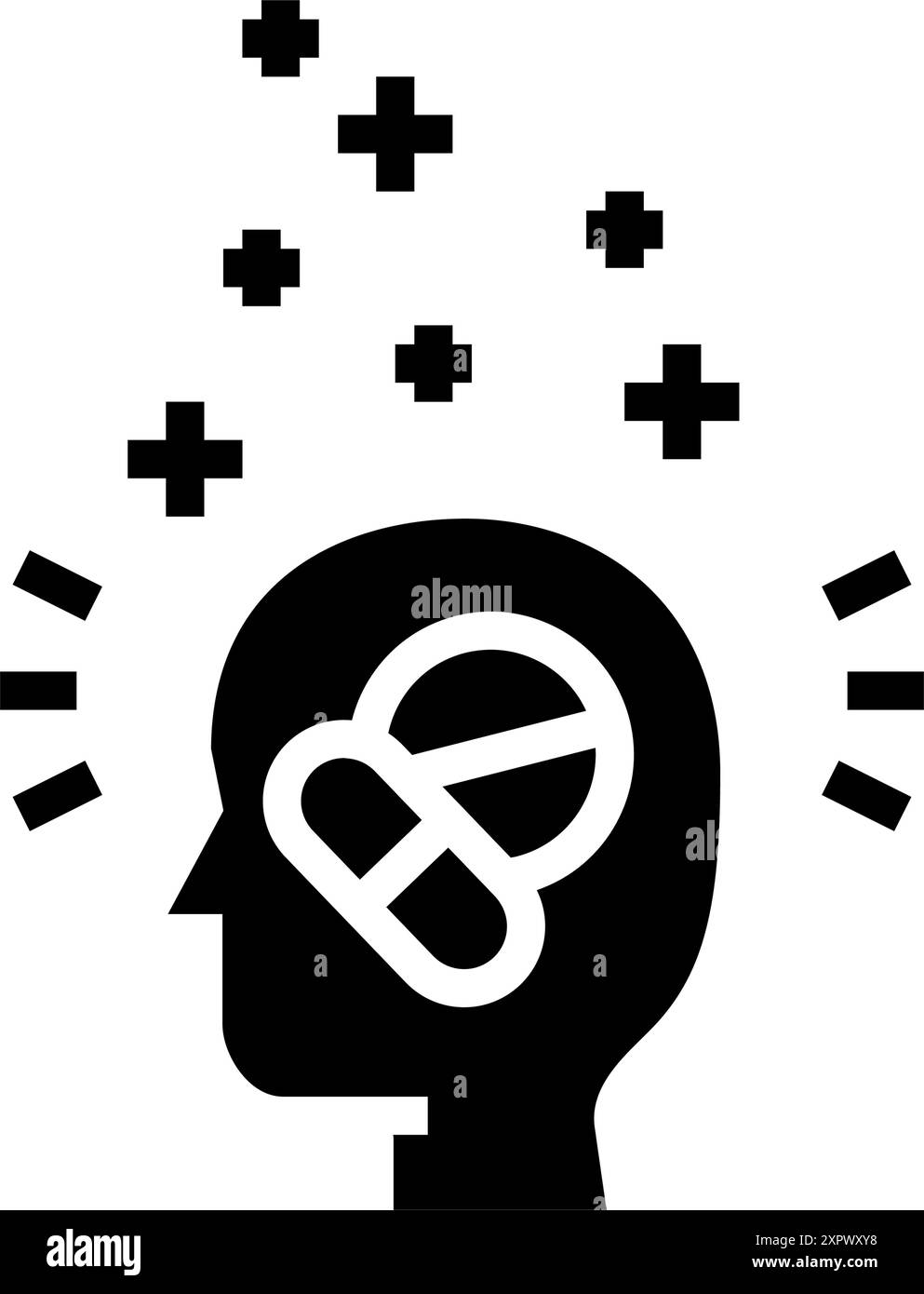 the placebo effect unsolved mystery glyph icon vector illustration ...