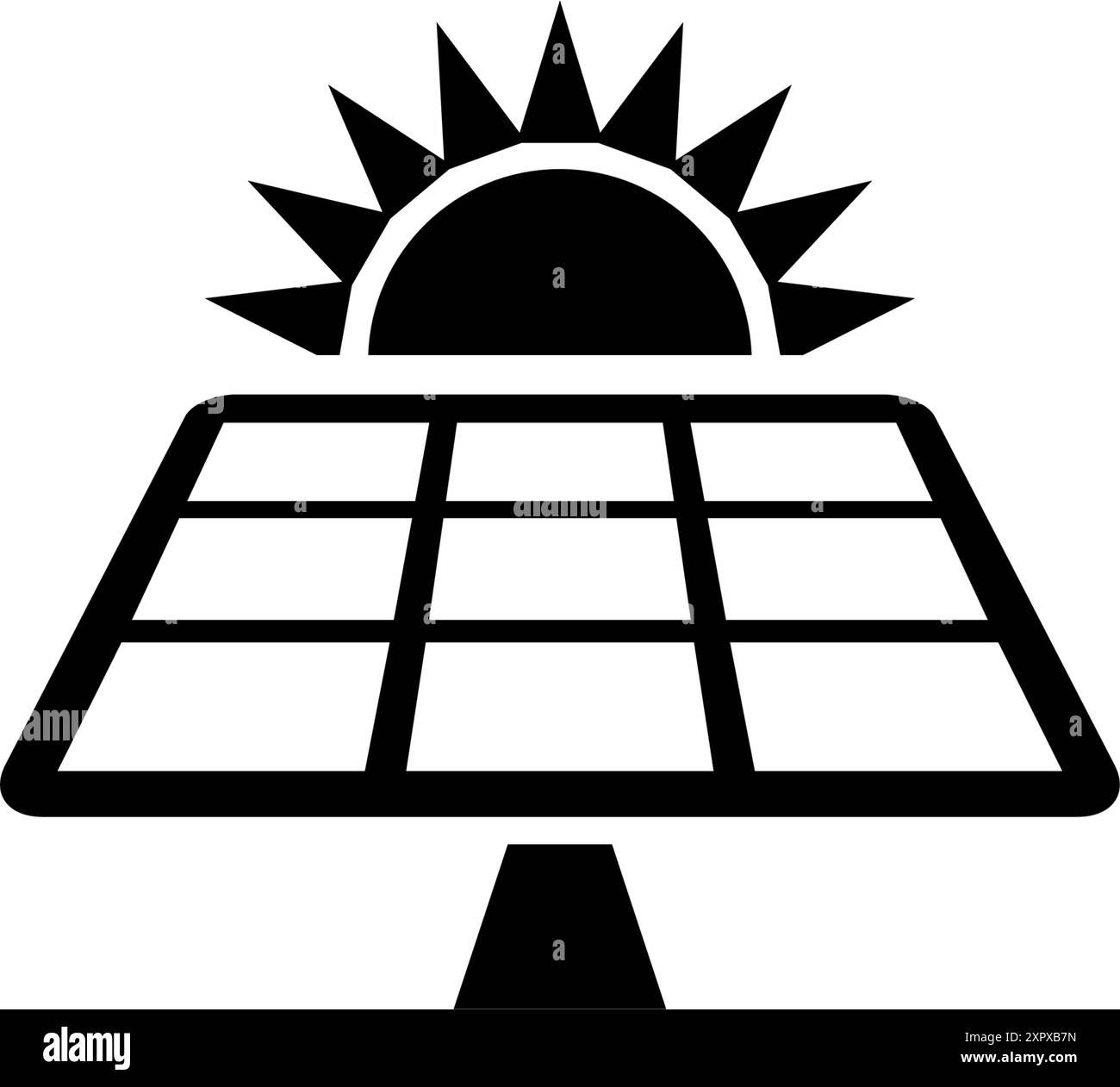 Icon illustrating a solar panel with a sun above it, symbolizing ...