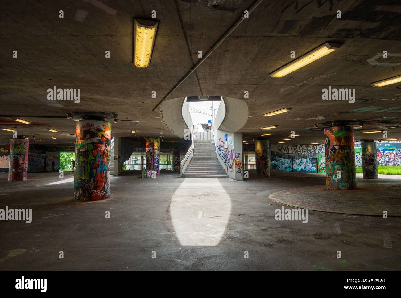 The Graffiti Hall of Fame in Stuttgart, Bad Cannstatt, Germany in the Morning Light Stock Photo