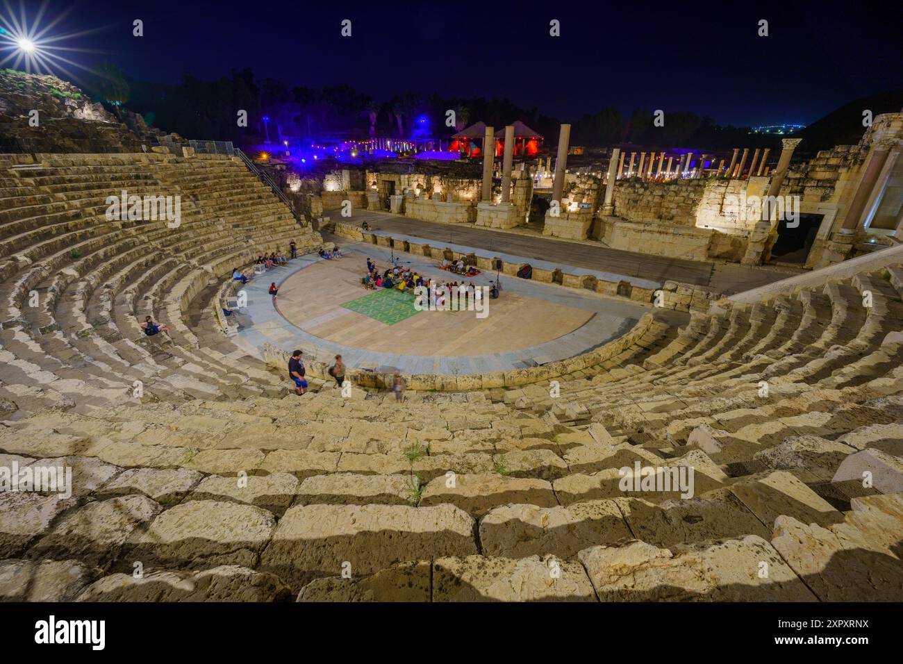 Bet-Shean, Israel - April 24, 2024: Evening view of The Roman theater, in the ancient Roman-Byzantine city of Bet Shean (Nysa-Scythopolis), now a Nati Stock Photo