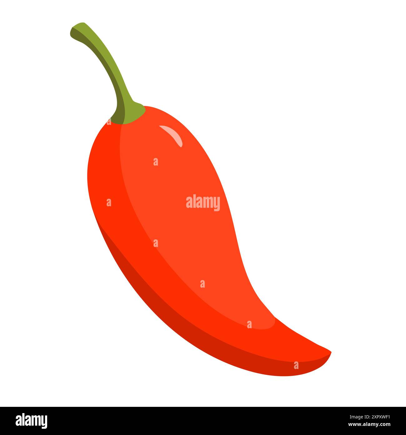 Red chili pepper vector illustration. Spicy hot pepper, front view ...